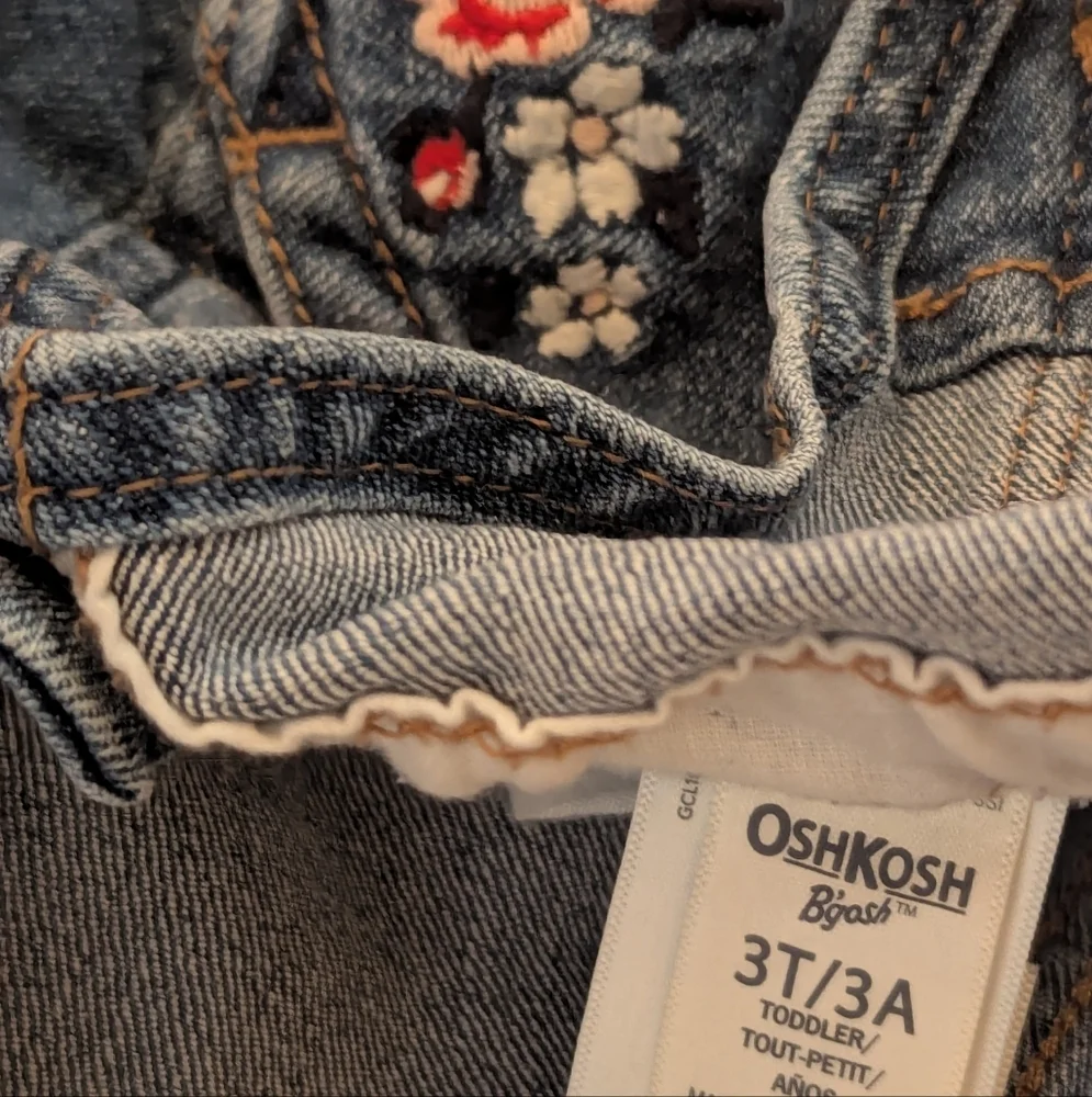 Cute Floral OshKosh B'gosh Denim Blue Kids Overalls 3T
